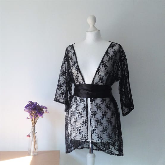 Black Lace Kimono Jacket